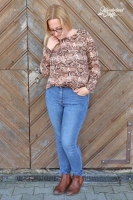 Blusenstoff Crepe Schlangenmuster, braun