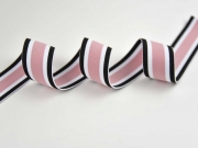 gestreiftes Gummiband 4 cm, schwarz wei� altrosa
