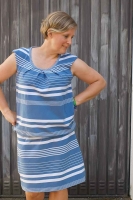 Jersey Streifen garngef�rbt, wei� himmelblau