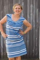 Jersey Streifen garngef�rbt, wei� himmelblau