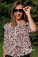 Viskose Leopardenmuster, schwarz hellrosa