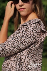 Viskose Leopardenmuster, schwarz hellrosa