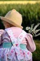 Baumwollstoff Blumen Nadelstreifen, hellrosa