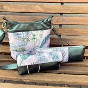 Vintage Lederimitat gepr�gte Optik in metallic gr�n