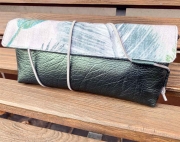 Vintage Lederimitat gepr�gte Optik in metallic gr�n