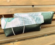 Vintage Lederimitat gepr�gte Optik in metallic gr�n