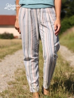 Leinen Viskose Streifen, blau altrosa mint taupe