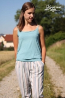 Leinen Viskose Streifen, blau altrosa mint taupe