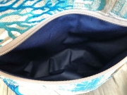 Dekostoff Leinenlook Seesterne Korallen Muscheln, blau natur