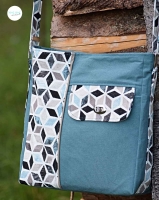 Dekostoff W�rfelmuster Rauten, beige rauchblau cremewei�