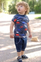 Jersey uni, dunkles jeansblau