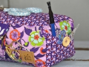 Baumwollstoff Blumen Knospen Bl�tter, flieder lila