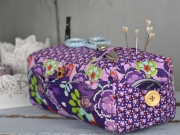 Baumwollstoff Streubl�mchen Bl�tter,orange flieder lila