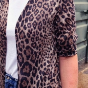 Strickjersey Leopardenmuster Glitzer, beige