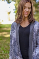 Jacquard Strick geometrisches Wellen meliert, anthrazit