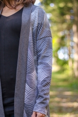 Jacquard Strick geometrisches Wellen meliert, anthrazit