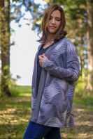 Jacquard Strick geometrisches Wellen meliert, anthrazit