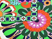 Jersey bunte Blumen, hellgr�n orange dunkelblau