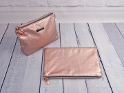 Lederimitat Schlangenpr�gung, altrosa metallic