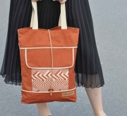 Dekostoff Leinenlook uni, terracotta meliert