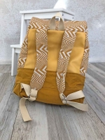 Dekostoff Leinenlook Zickzack grafisches Muster, ocker