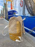 Dekostoff Leinenlook Zickzack grafisches Muster, ocker