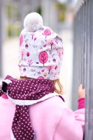 Jersey B�ume Laub Eicheln, rosa beere hellgrau