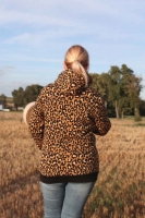 Alpenfleece Sweatstoff Leopardenmuster, schwarz ocker