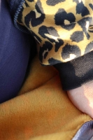 Alpenfleece Sweatstoff Leopardenmuster, schwarz ocker
