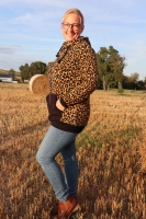 Alpenfleece Sweatstoff Leopardenmuster, schwarz ocker