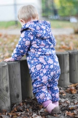 French Terry Sweatstoff Blumen, altrosa dunkelblau