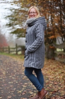 Mantelstoff Jacquard Fischgr�t angeraut, grau