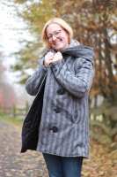 Mantelstoff Jacquard Fischgr�t angeraut, grau