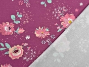 Sweat French Terry Blumen, altrosa beere