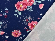 Sweat French Terry Blumen, altrosa marineblau