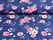 Sweat French Terry Blumen, altrosa marineblau