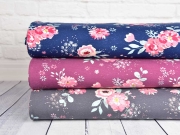 Sweat French Terry Blumen, altrosa marineblau