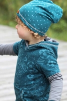 Sweatstoff Fu�ball Turnschuhe Schriften, mint petrol