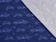 Sweatstoff Autos und Motorr�der, hellblau dunkelblau