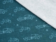 Sweatstoff Autos und Motorr�der, mint petrol