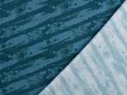 Sweatstoff Striche Sterne, mint petrol