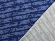 Sweatstoff Striche Sterne, jeansblau dunkelblau