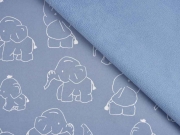 Softshell Stoff Elefanten, weiss rauchblau