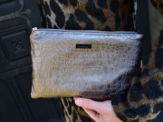 Lederimitat Krokodilhaut Pr�gung, taupe metallic