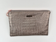 Lederimitat Krokodilhaut Pr�gung, taupe metallic