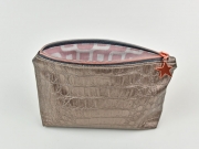 Lederimitat Krokodilhaut Pr�gung, taupe metallic