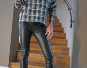 Lederimitat Krokodilhaut Pr�gung, schwarz