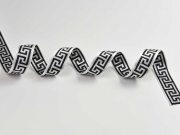 Jacquard Webband Labyrinth Greek Style, schwarz wei�