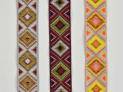 Jacquardband Ethnomuster Rauten 25 mm, grau orange khaki