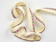 Fransenband Ethno 25mm Baumwolle, pink gr�n ecrue